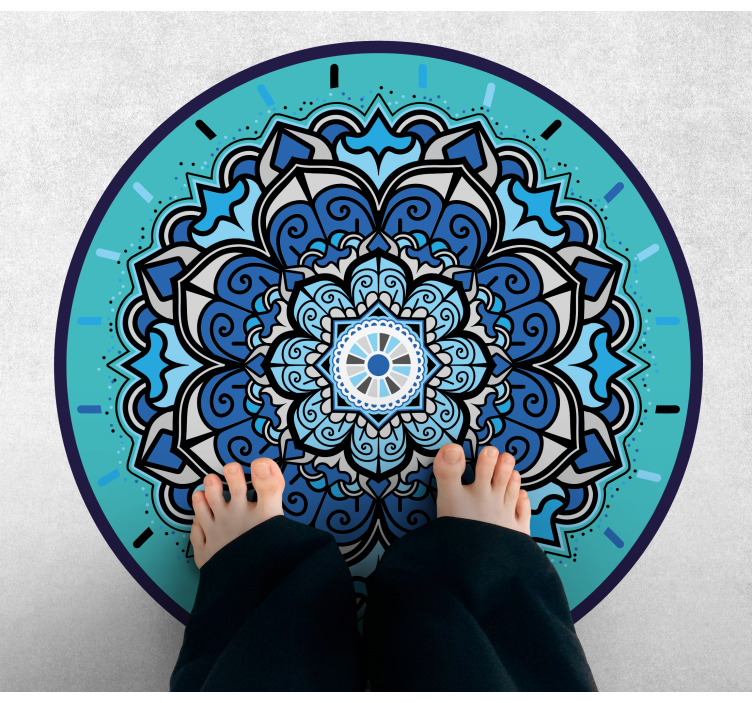 Intricate Blue Mandala circular vinyl carpet - TenStickers