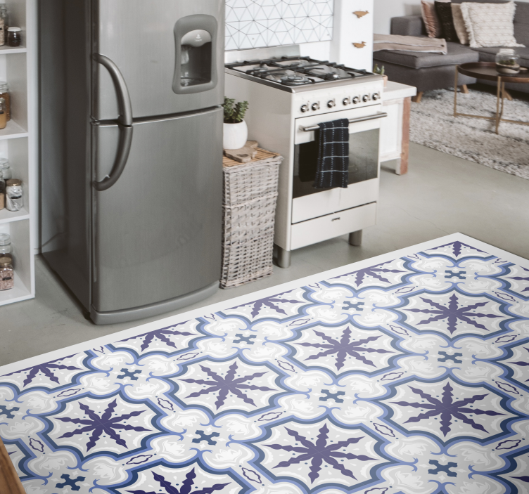 Intricate Blue Pattern tile vinyl carpet - TenStickers
