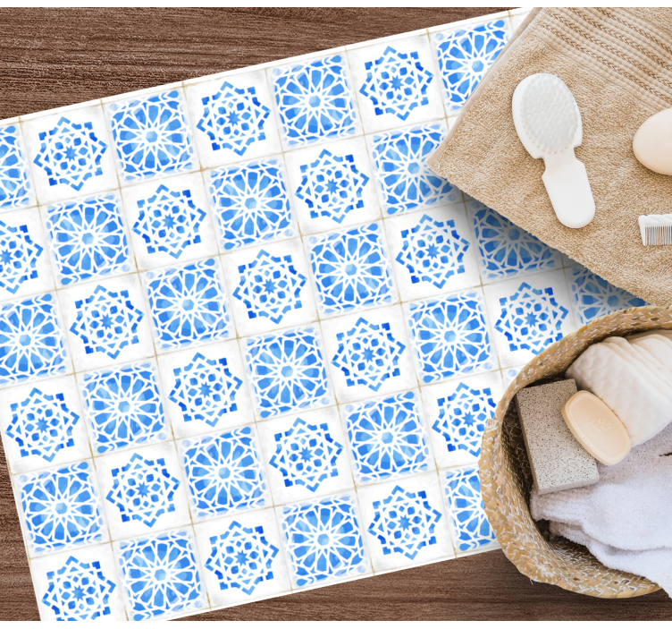 Intricate Blue Patterns tile vinyl carpet - TenStickers