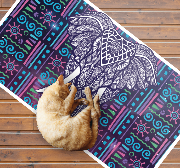 Intricate elephant pattern ethnic vinyl carpet - TenStickers