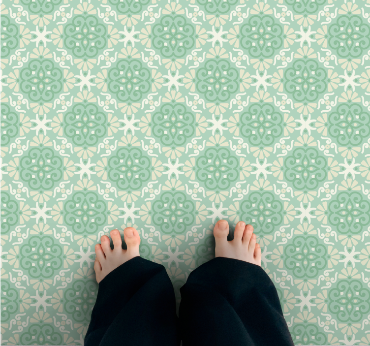 Intricate Green Pattern tile vinyl carpet - TenStickers