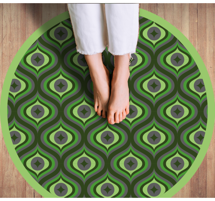Intricate Green Waves circular vinyl carpet - TenStickers