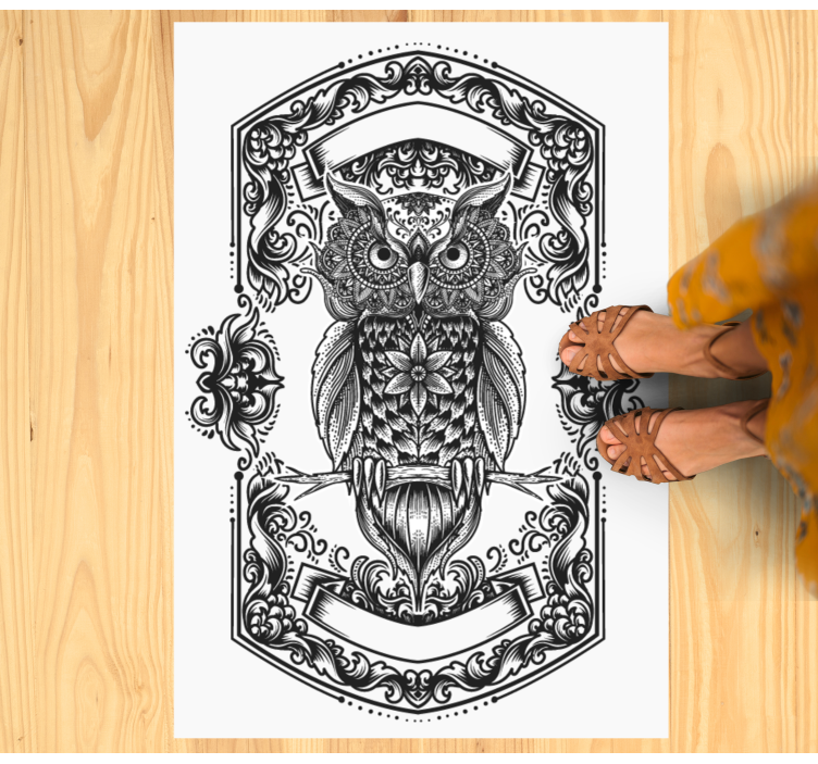 Intricate Owl Motif mandala vinyl carpet - TenStickers