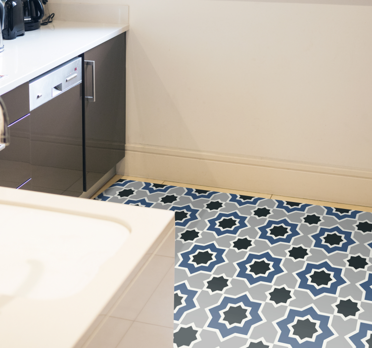Islamic geometric pattern kitchen vinyl carpet - TenStickers