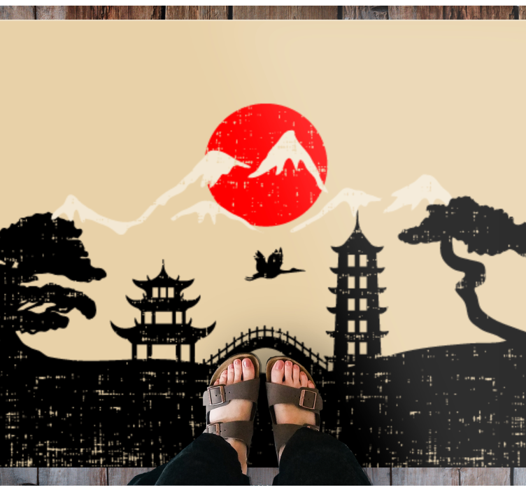 Japanese Landscape Scene bedroom vinyl carpet - TenStickers