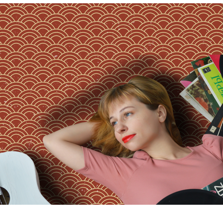 Japanese wave in vintage style living room rug - TenStickers