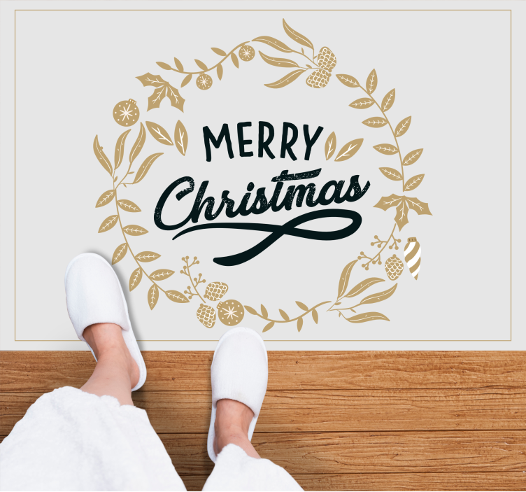Joyful golden salutation Christmas vinyl carpet - TenStickers