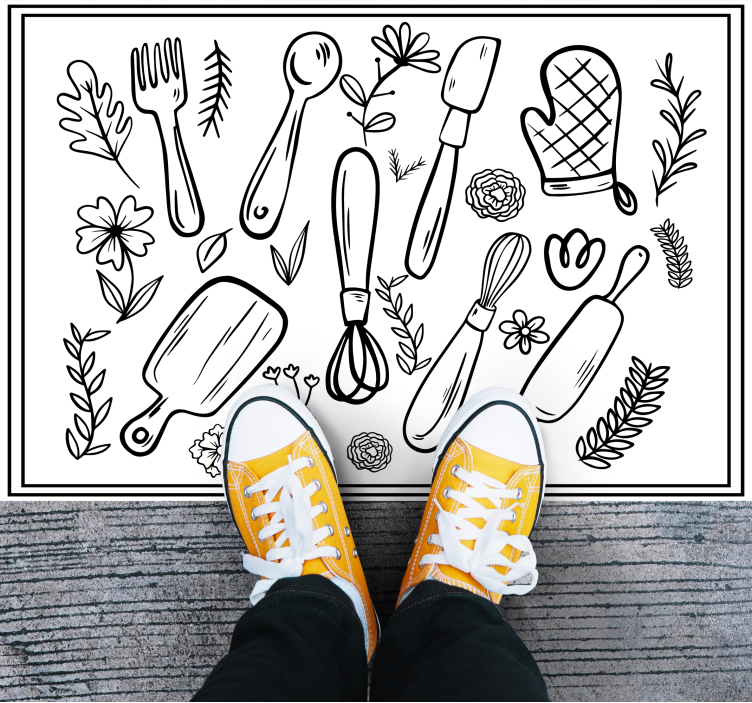 Kitchen vinyl carpet with kitchen utensils design - TenStickers