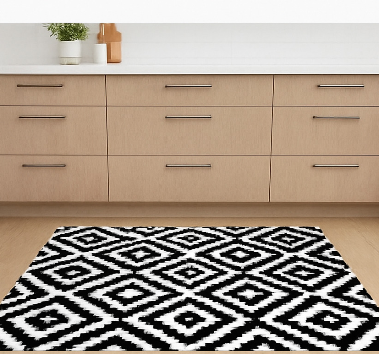 Kitchen vinyl carpet black modern squares - TenStickers