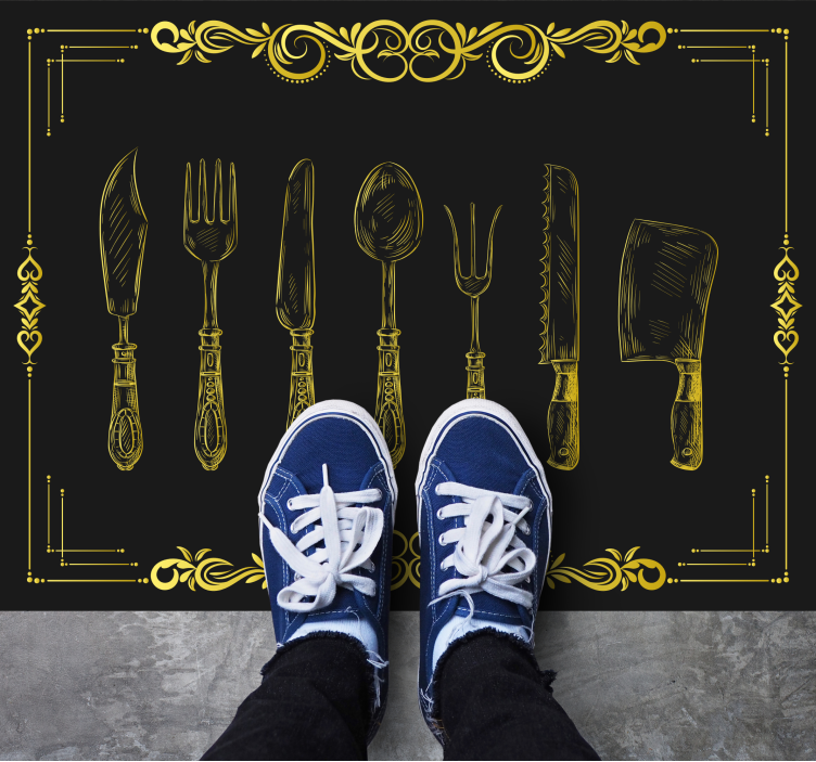 Kitchen vinyl carpet kitchen utensils design - TenStickers