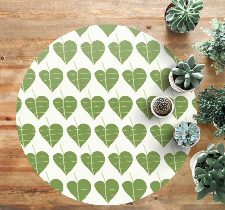 Leafy Heart Pattern circular vinyl carpet - TenStickers