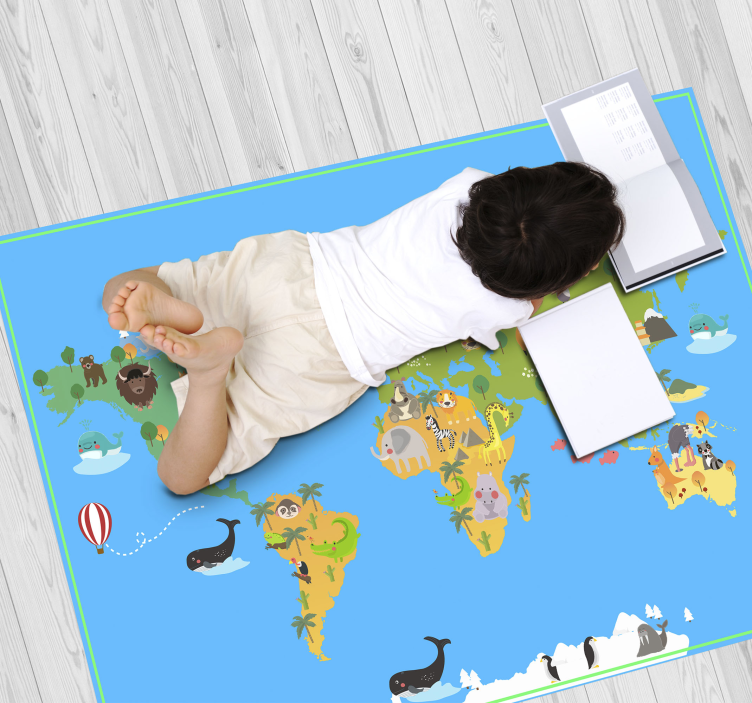 Learning Universe world map vinyl carpet - TenStickers
