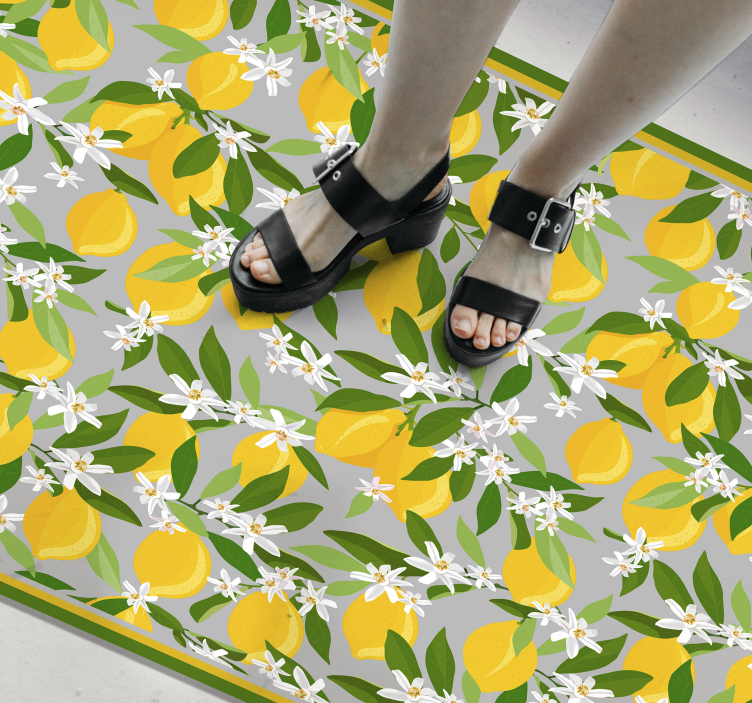 Lemon Blossom Motif kitchen vinyl carpet - TenStickers