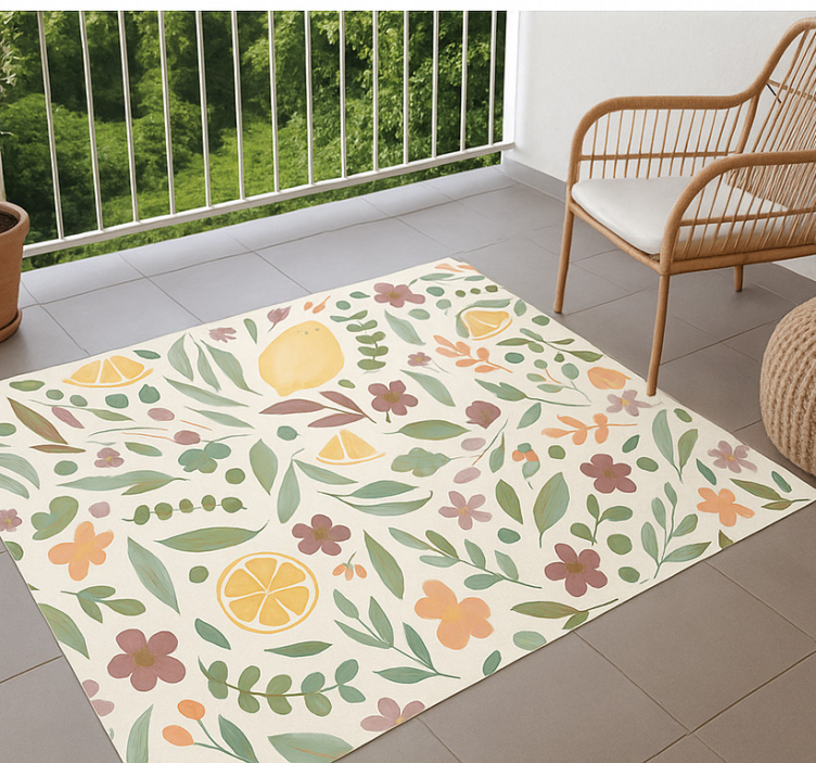 Lemon floral design outdoor vinyl carpet - TenStickers