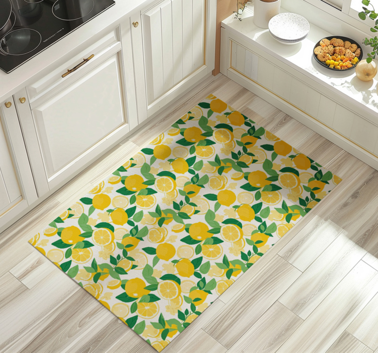 Lemon slice pattern yellow vinyl carpet - TenStickers