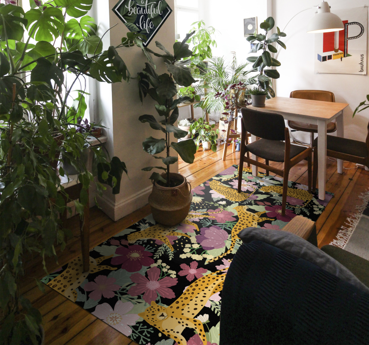 Leopard Floral Pattern animal vinyl carpet - TenStickers