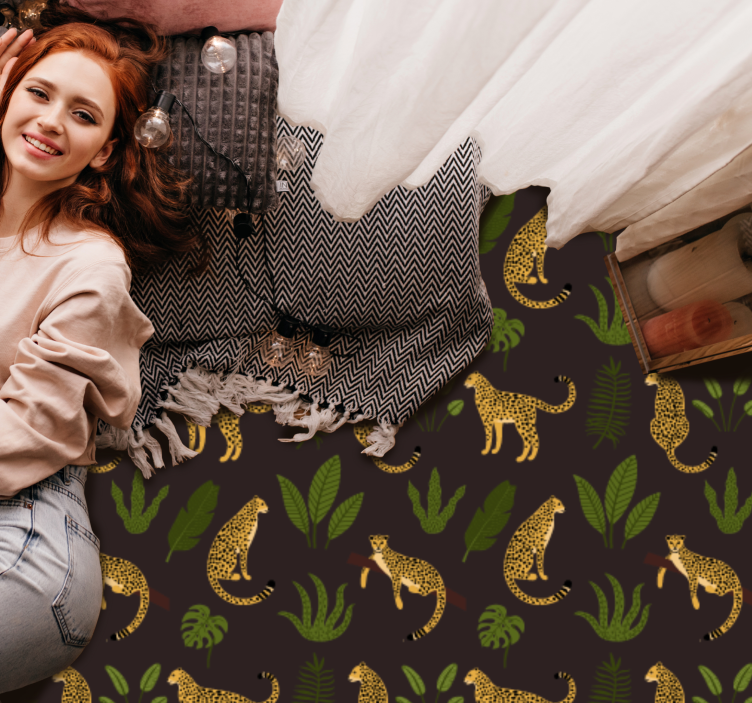 Leopard Leaf Pattern animal print vinyl carpet - TenStickers