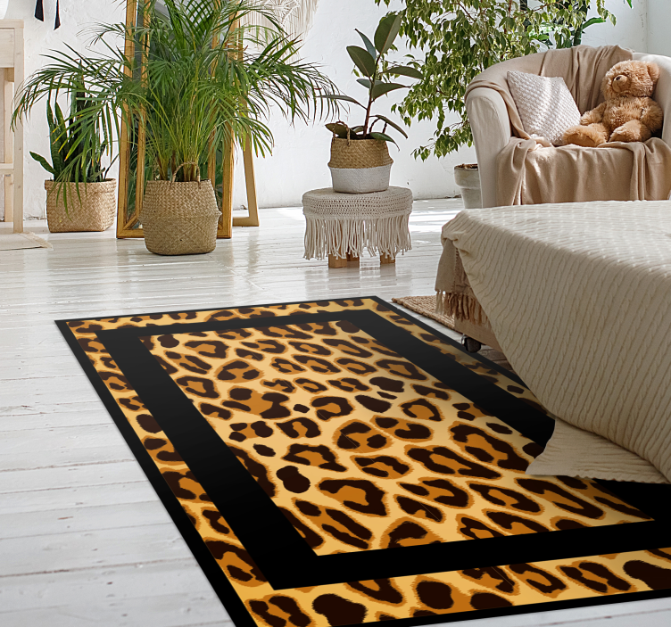 Rectangle leopard motif animal print vinyl carpet - TenStickers