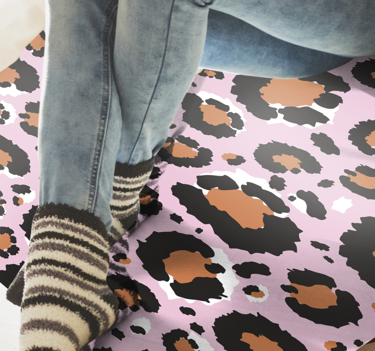 Pink leopard motif animal print vinyl carpet - TenStickers