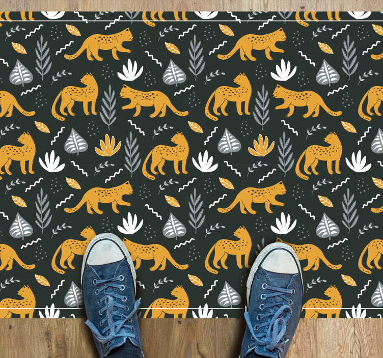 Leopard Pattern Leaves animal vinyl carpet - TenStickers