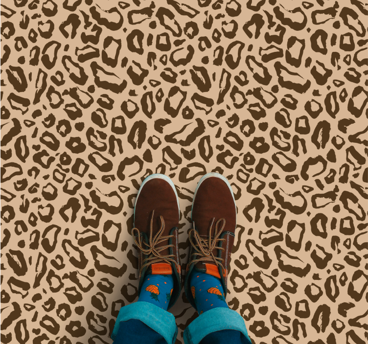 Brown leopard spot motif animal print vinyl carpet - TenStickers
