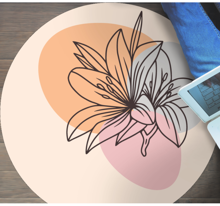 Lily Floral Accent circular vinyl carpet - TenStickers