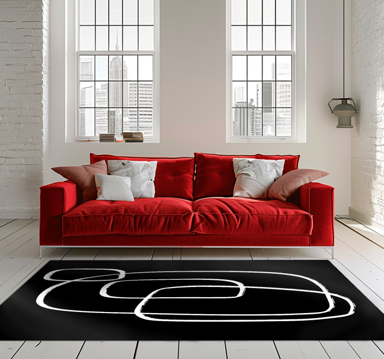 Line art black vinyl carpet - TenStickers