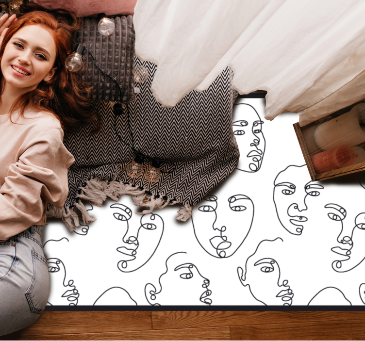 LINE ART FACES mosaic vinyl carpet - TenStickers