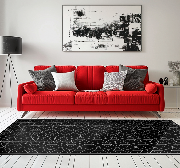 Lined star pattern black vinyl carpet - TenStickers