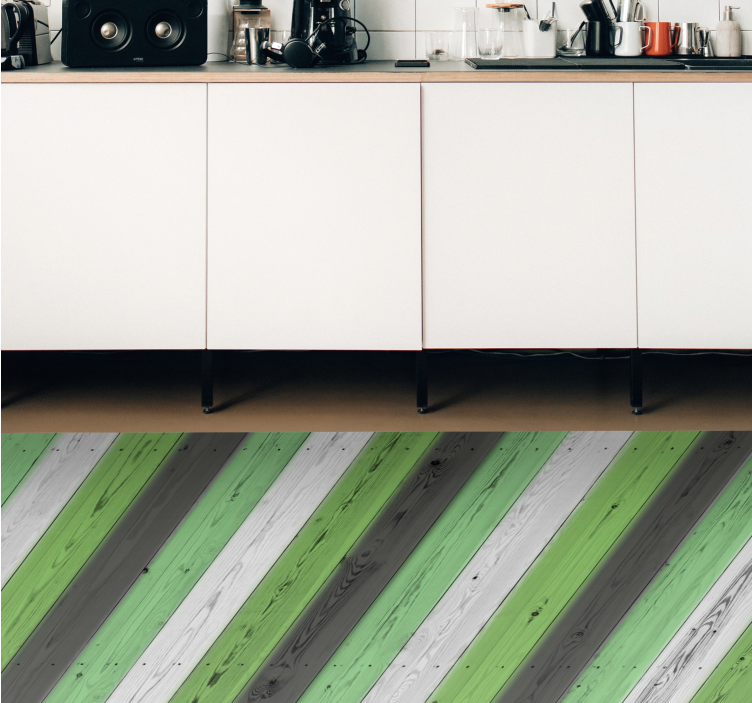 Green striped Panels wood effect vinyl carpet - TenStickers