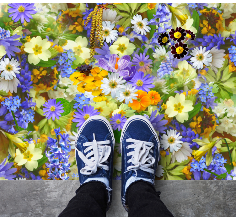 Lively Blossom Concept floral vinyl carpet - TenStickers