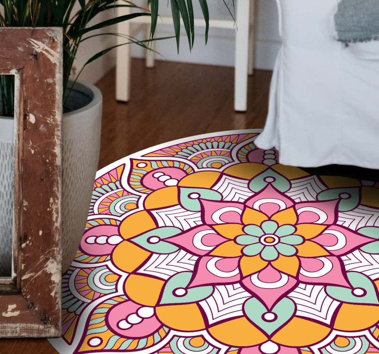 Lively Floral Concept mandala vinyl carpet - TenStickers