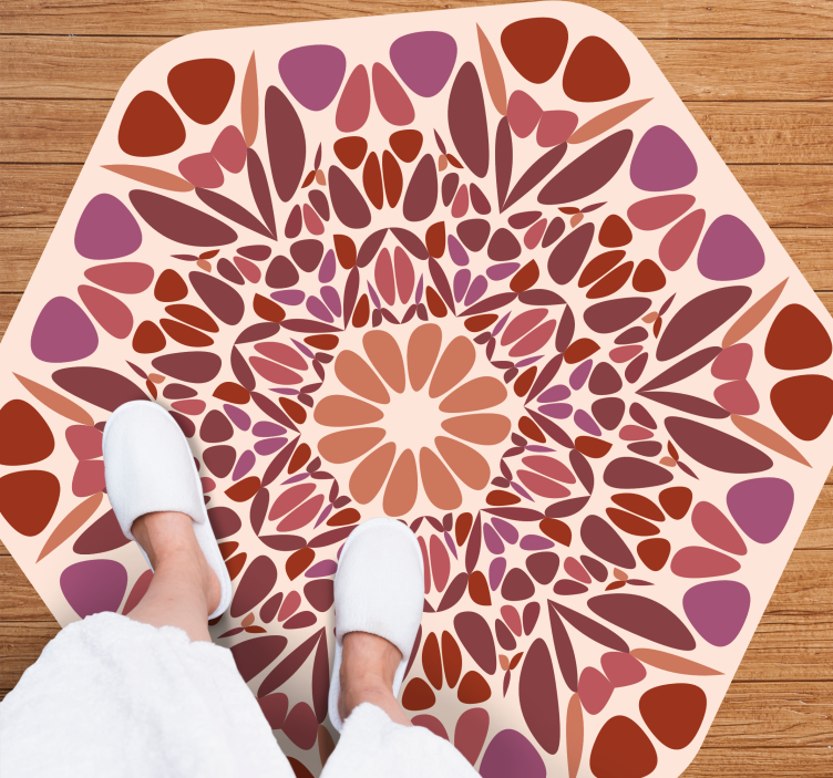 Lively floral element mandala vinyl carpet - TenStickers