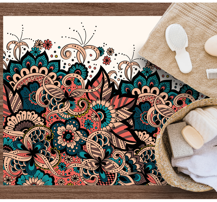 Lively Floral Elements mandala vinyl carpet - TenStickers