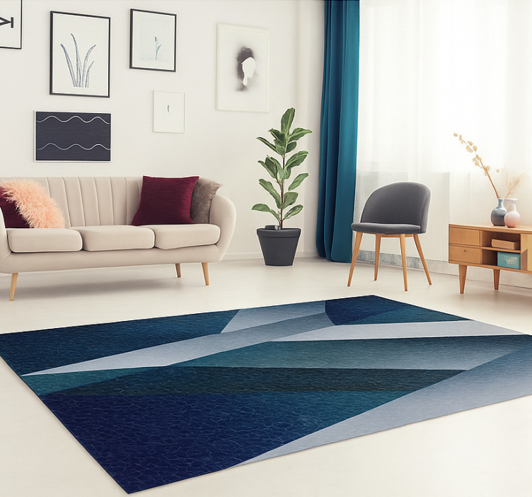 Living room vinyl carpet blue shards design - TenStickers