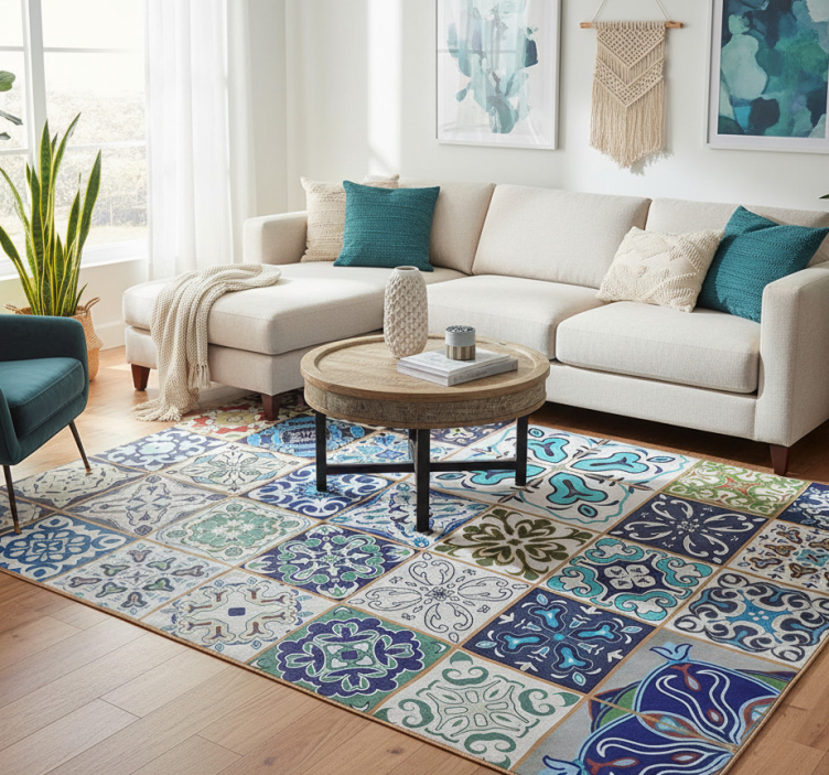 Living room vinyl carpet mediterranean mosaic mat - TenStickers