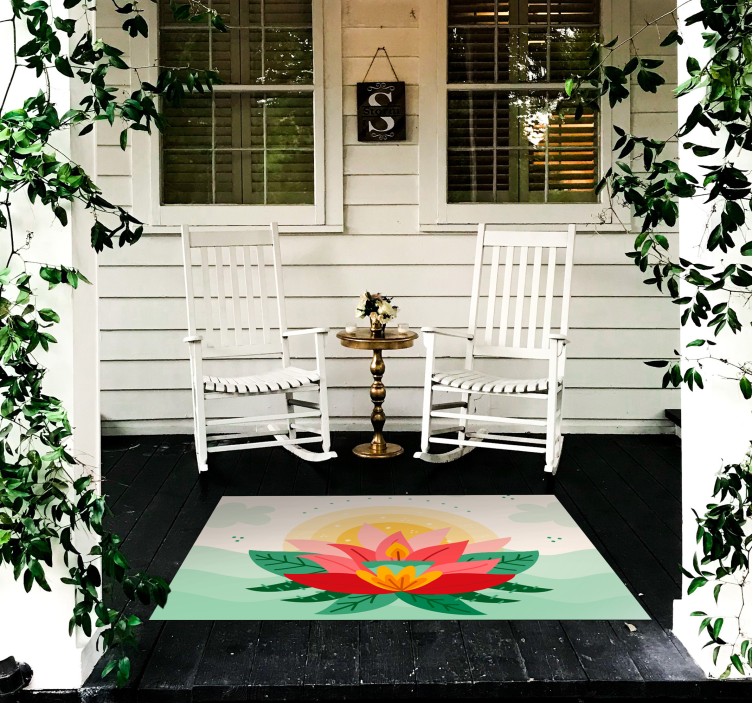 Lotus Blossom Illustration floral vinyl carpet - TenStickers