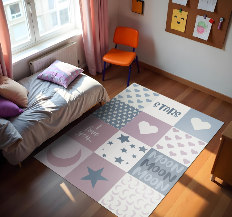 Love You Moon kids vinyl carpet - TenStickers
