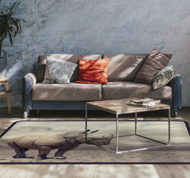 Majestic rhinoceros scene animal vinyl carpet - TenStickers