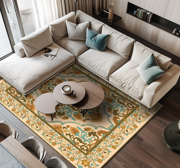 Mandala beige design dining room vinyl carpet - TenStickers