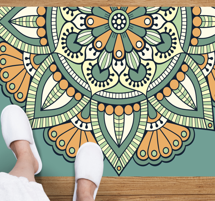 Mandala vinyl carpet with half floral design - TenStickers