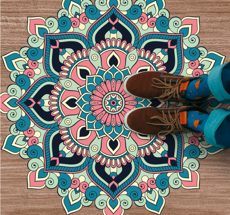 Mandala vinyl carpet with vibrant floral design - TenStickers