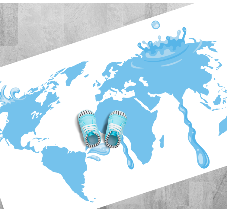 Blue water design world map vinyl carpet - TenStickers