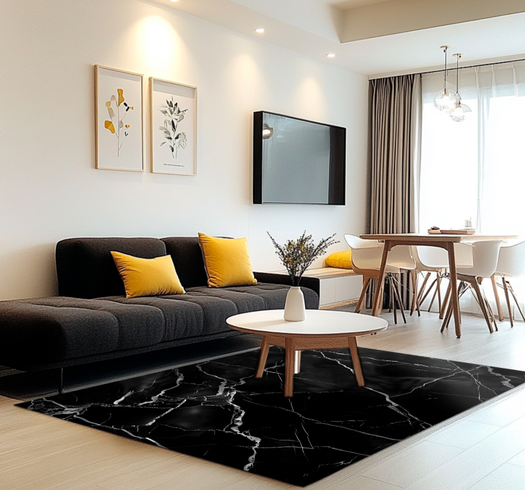 Marble imitation black vinyl carpet - TenStickers