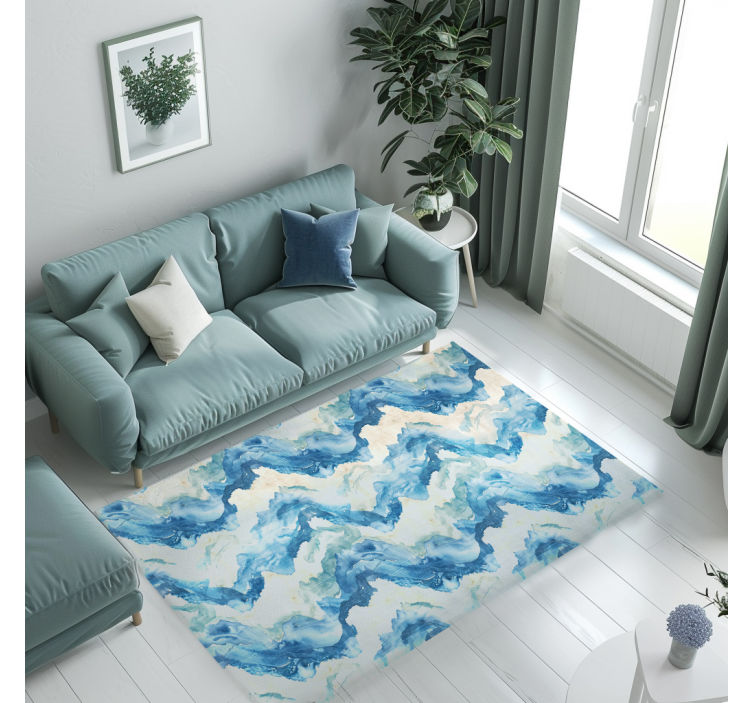 Marbled waves blue vinyl carpet - TenStickers