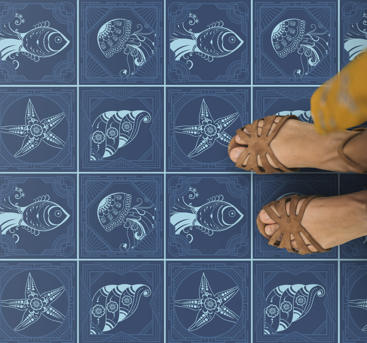 Marine life design bathroom vinyl carpet - TenStickers