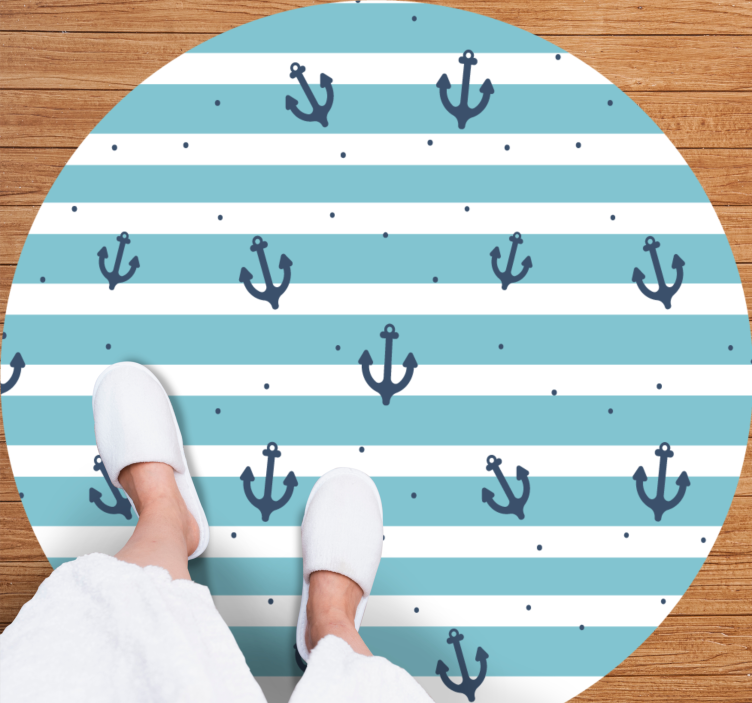Blue maritime stripes bathroom vinyl carpet - TenStickers
