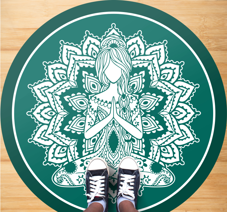 Meditative green art mandala vinyl carpet - TenStickers