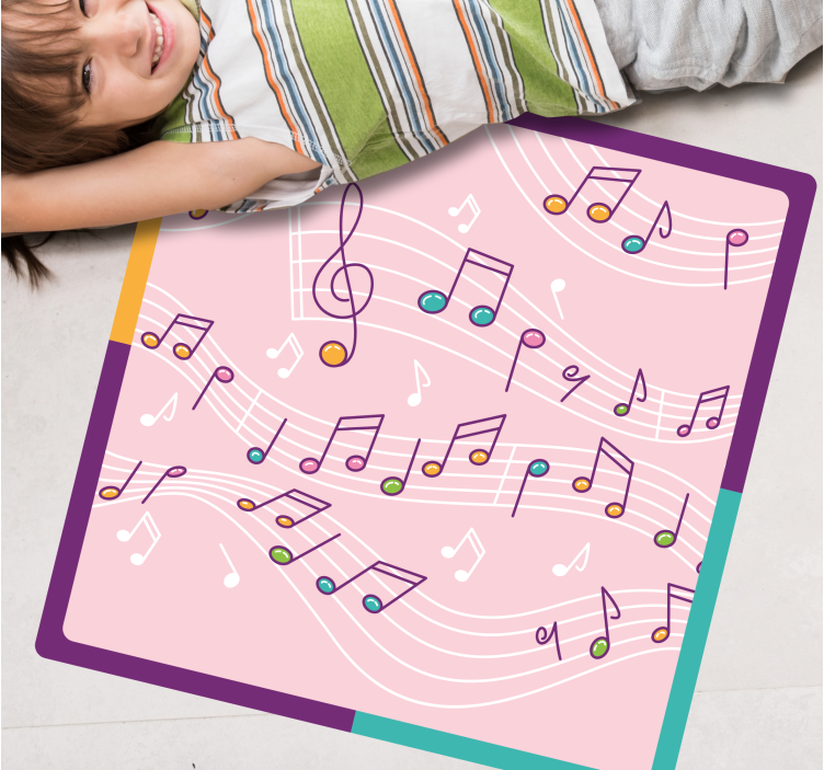 Melodic Notes Theme teen vinyl carpet - TenStickers
