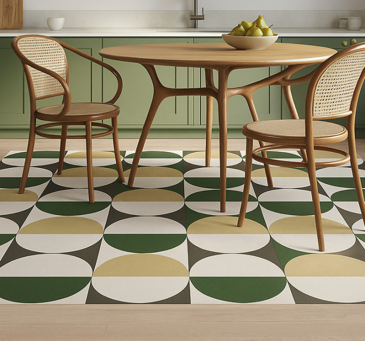 Mid-Century Circular Pattern dining room vinyl carpet - TenStickers